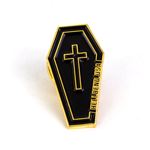 Hellbend Coffin Design Enamel Pin - Gold-Apparel, Goods, & Gear-HellBend Custom Cycles