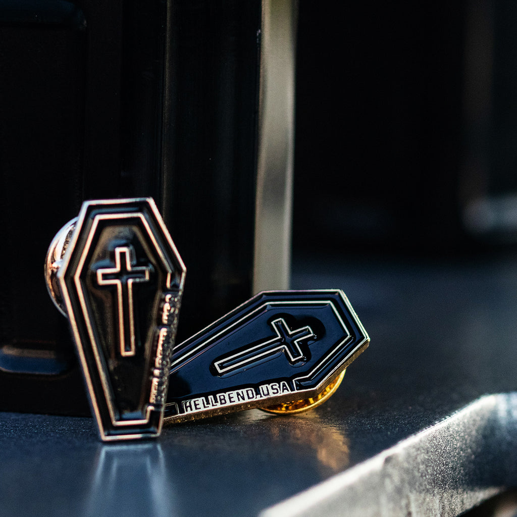 Hellbend Coffin Design Enamel Pin - Gold-Apparel, Goods, & Gear-HellBend Custom Cycles