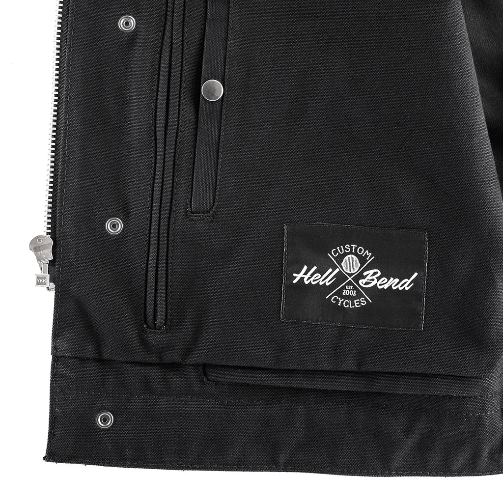 Hellbend Leather Canvas Motorcycle Vest - No Collar-Apparel, Goods, & Gear-HellBend Custom Cycles