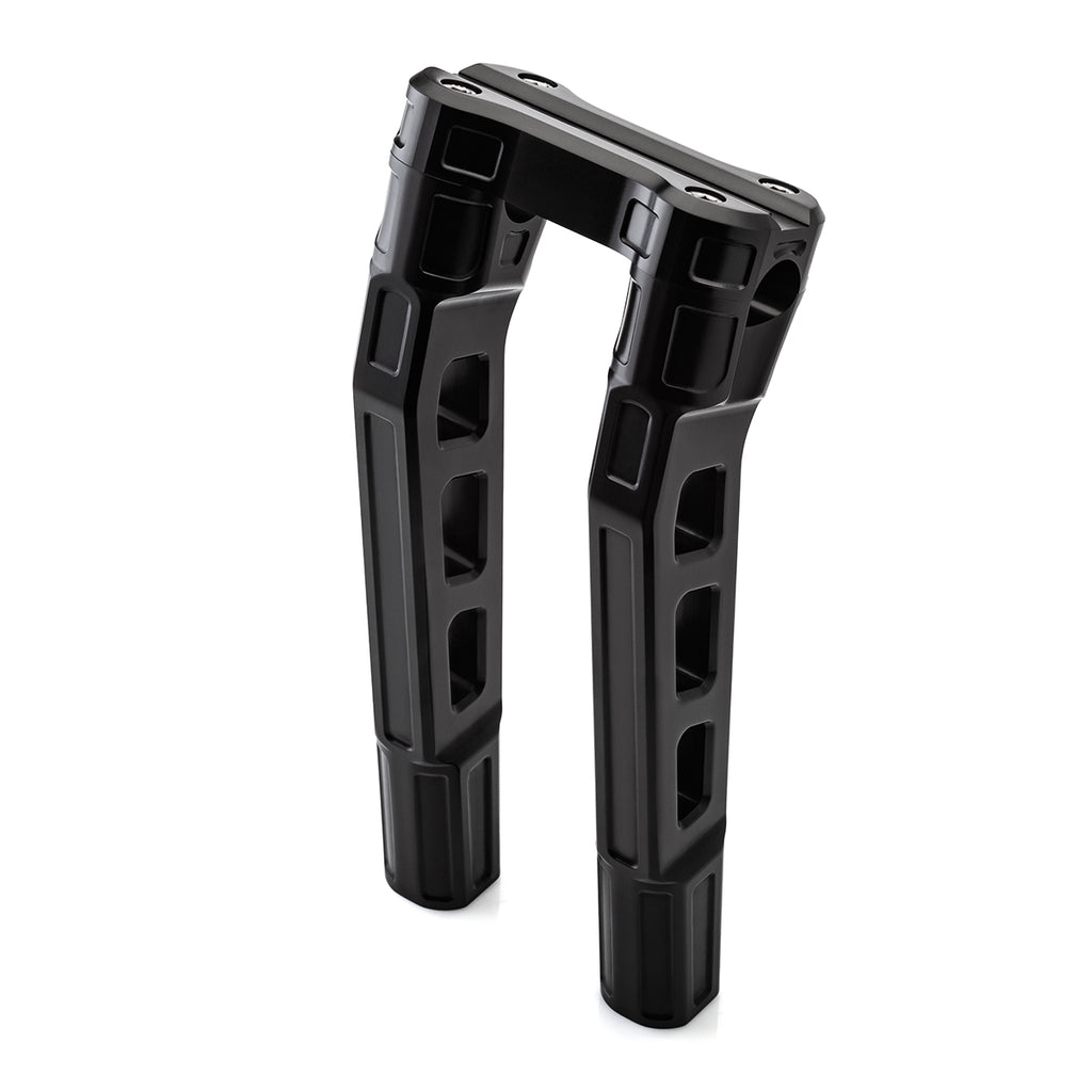 10" Pull-Back Clamp Handlebar Risers for 1" Handlebars - Anodized Black-Bars & Risers-HellBend Custom Cycles