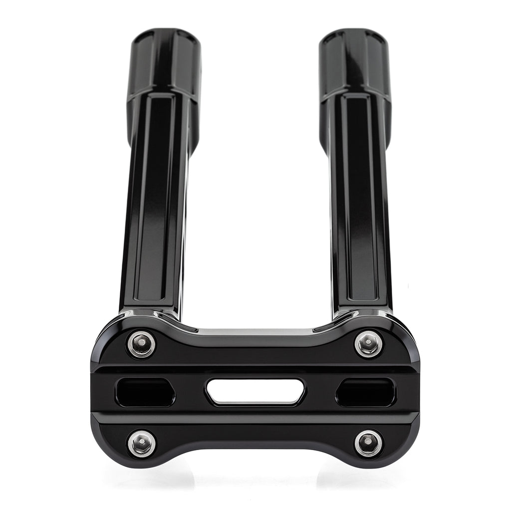 12" Pull-Back Clamp Handlebar Risers for 1" Handlebars - Anodized Black-Bars & Risers-HellBend Custom Cycles