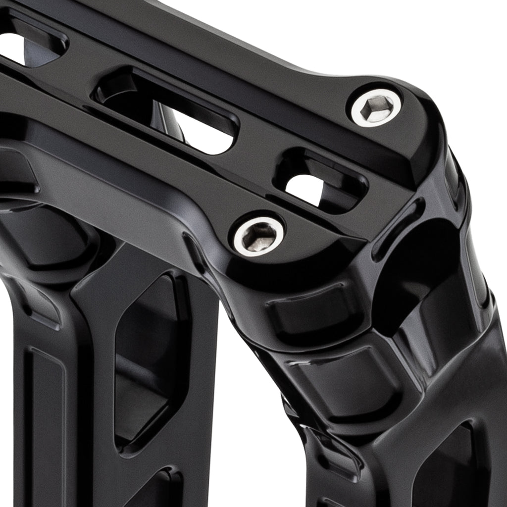 12" Pull-Back Clamp Handlebar Risers for 1" Handlebars - Anodized Black-Bars & Risers-HellBend Custom Cycles
