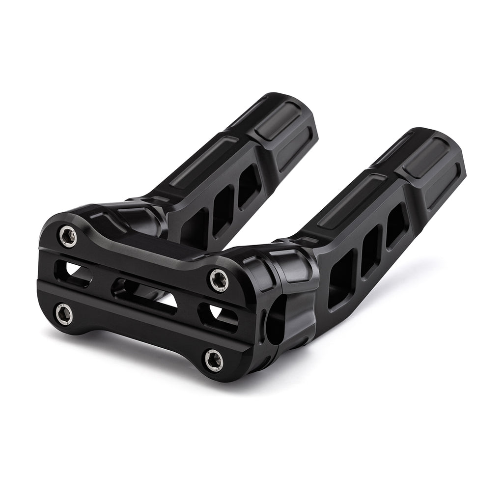 6" Pull-Back Clamp Handlebar Risers for 1" Handlebars - Anodized Black-Bars & Risers-HellBend Custom Cycles