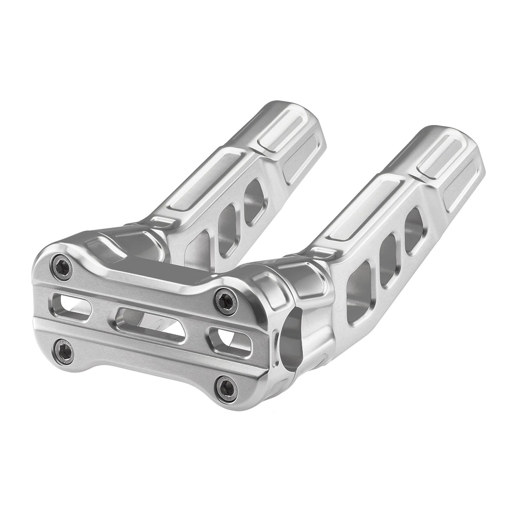 6" Pull-Back Clamp Handlebar Risers for 1" Handlebars - Silver Anodized-Bars & Risers-HellBend Custom Cycles