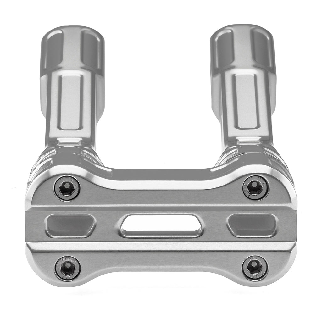 6" Pull-Back Clamp Handlebar Risers for 1" Handlebars - Silver Anodized-Bars & Risers-HellBend Custom Cycles