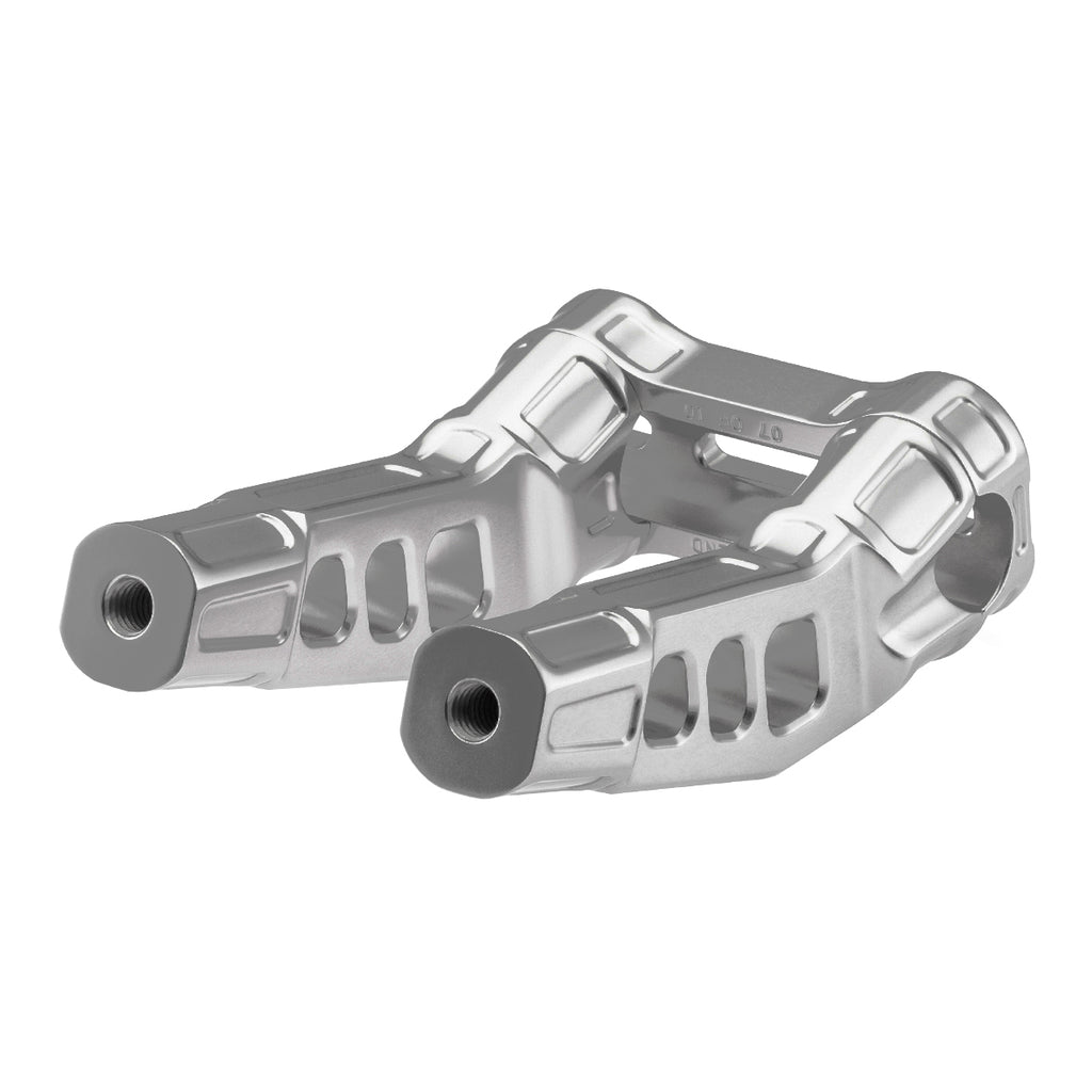 6" Pull-Back Clamp Handlebar Risers for 1" Handlebars - Silver Anodized-Bars & Risers-HellBend Custom Cycles