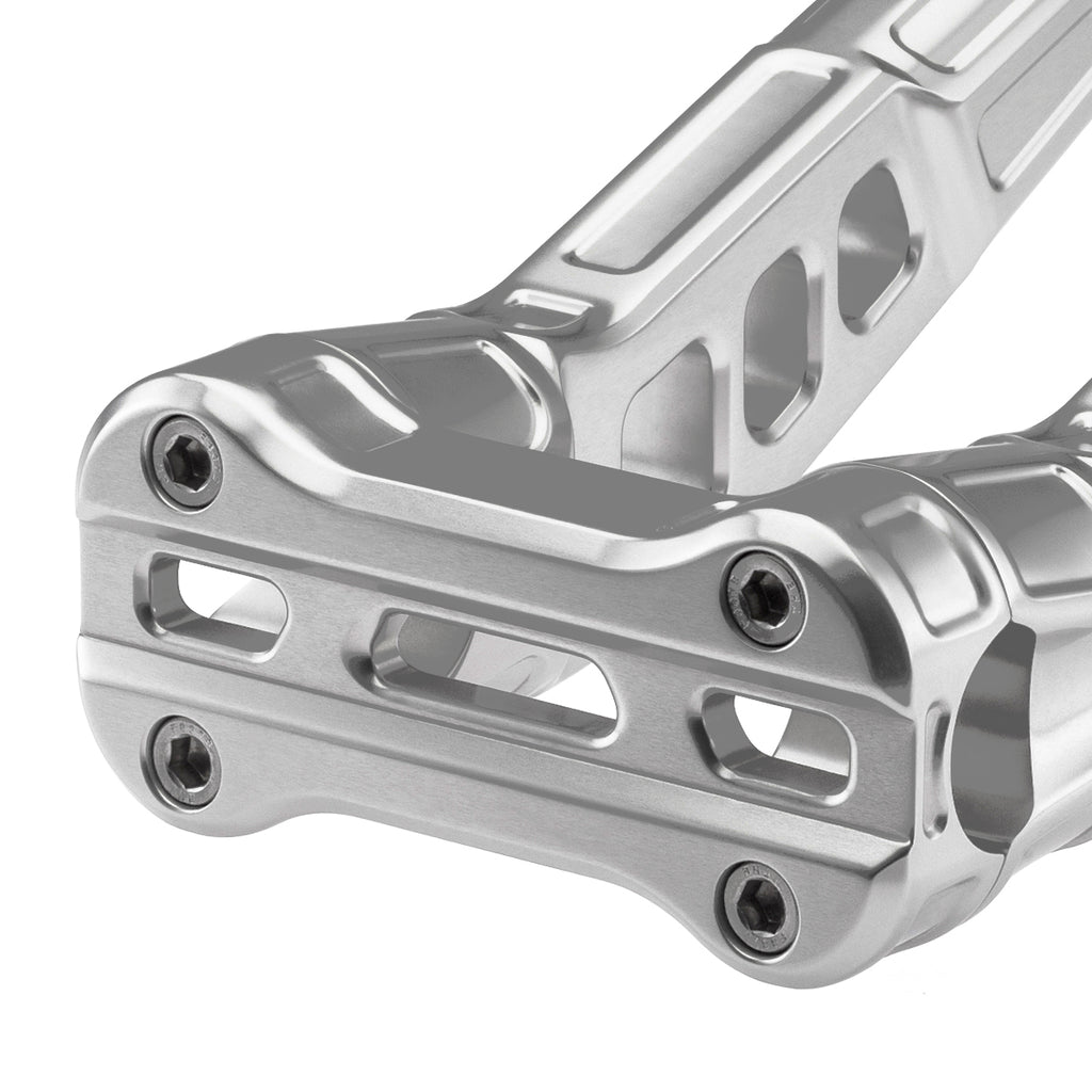 6" Pull-Back Clamp Handlebar Risers for 1" Handlebars - Silver Anodized-Bars & Risers-HellBend Custom Cycles