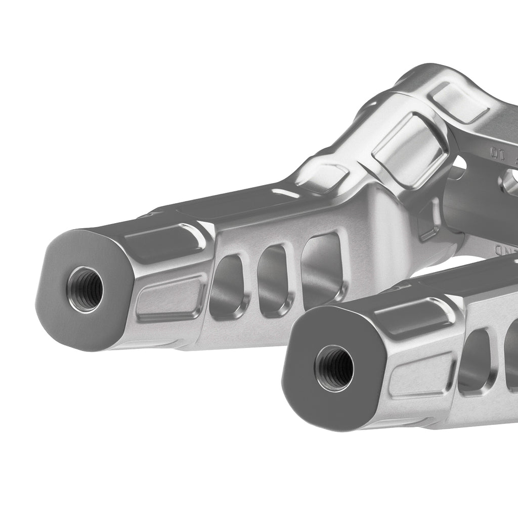 6" Pull-Back Clamp Handlebar Risers for 1" Handlebars - Silver Anodized-Bars & Risers-HellBend Custom Cycles