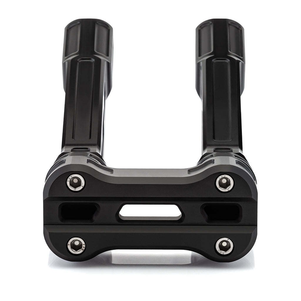 8" Pull-Back Clamp Handlebar Risers for 1" Handlebars - Anodized Black-Bars & Risers-HellBend Custom Cycles