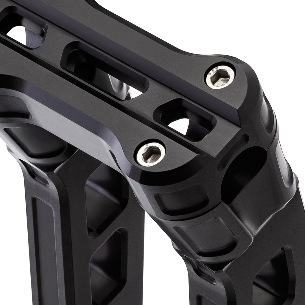 8" Pull-Back Clamp Handlebar Risers for 1" Handlebars - Anodized Black-Bars & Risers-HellBend Custom Cycles