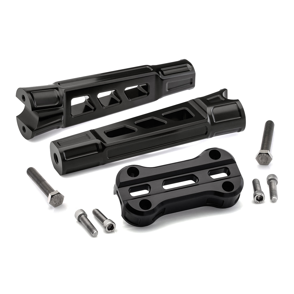 8" Straight Clamp Handlebar Risers for 1-1/8" Handlebars - Anodized Black-Bars & Risers-HellBend Custom Cycles