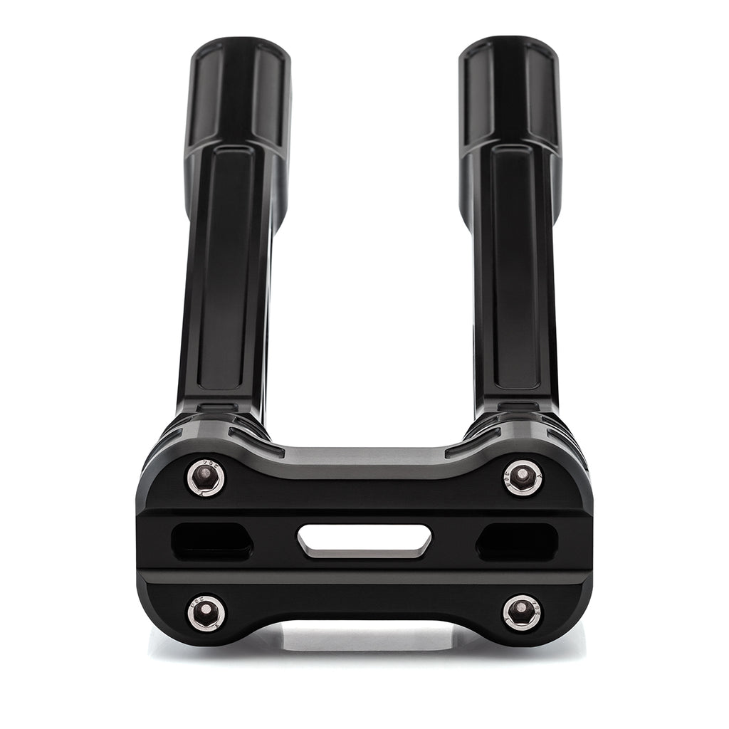 10" Pull-Back Clamp Handlebar Risers for 1-1/8" Handlebars - Anodized Black-Bars & Risers-HellBend Custom Cycles