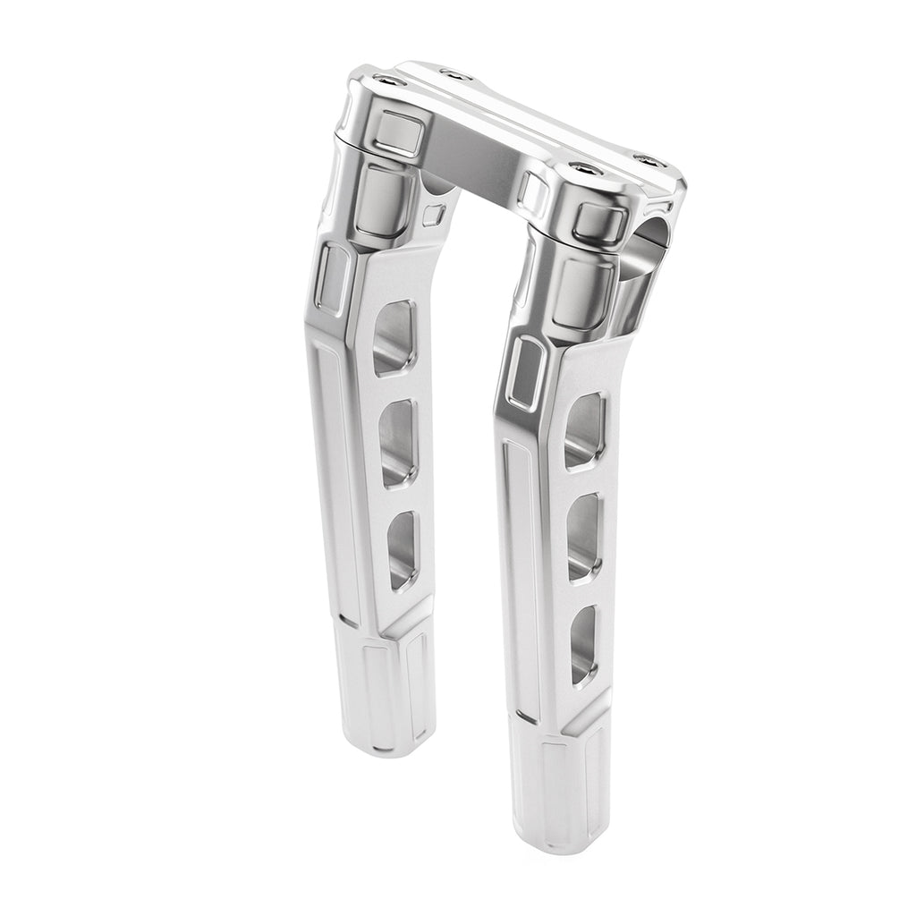 10" Pull-Back Clamp Handlebar Risers for 1-1/8" Handlebars - Natural Anodized-Bars & Risers-HellBend Custom Cycles