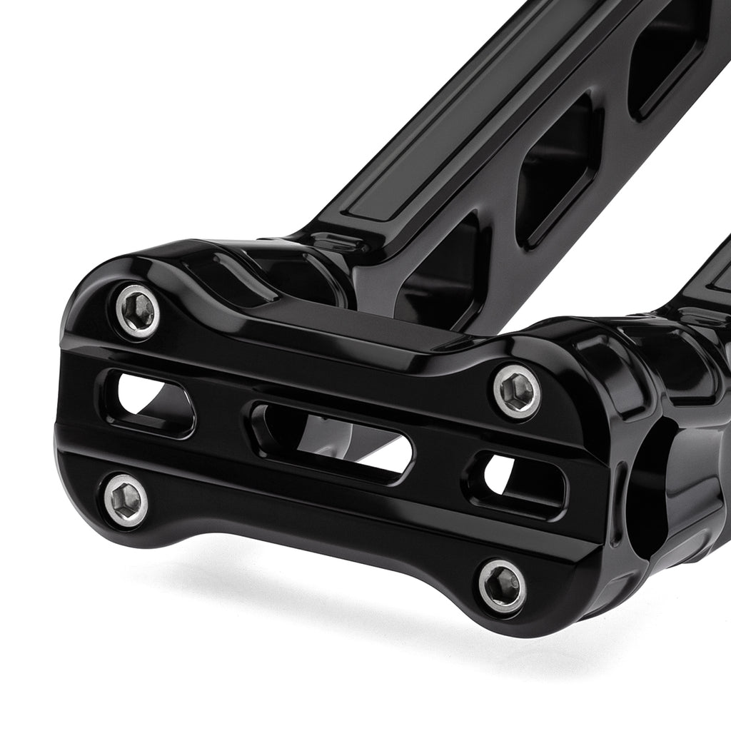 12" Pull-Back Clamp Handlebar Risers for 1-1/8" Handlebars - Anodized Black-Bars & Risers-HellBend Custom Cycles
