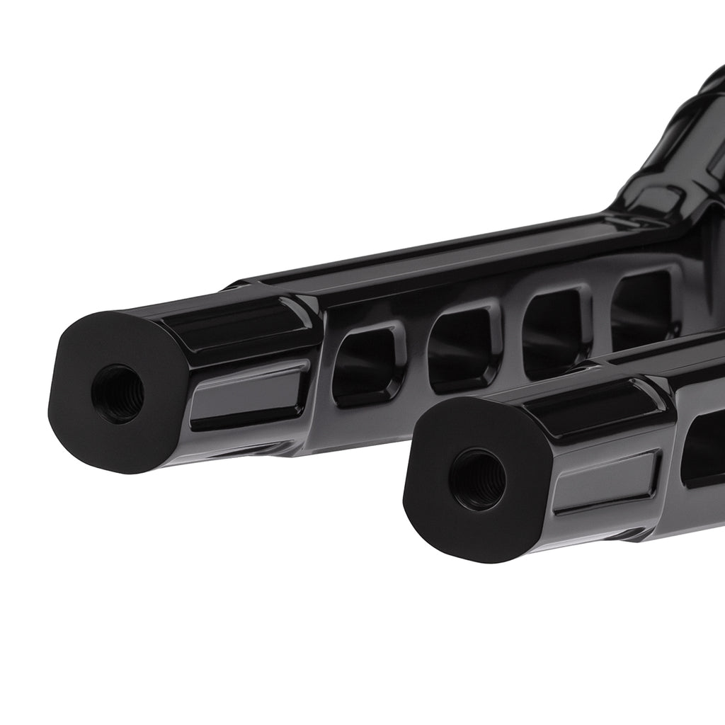 12" Pull-Back Clamp Handlebar Risers for 1-1/8" Handlebars - Anodized Black-Bars & Risers-HellBend Custom Cycles