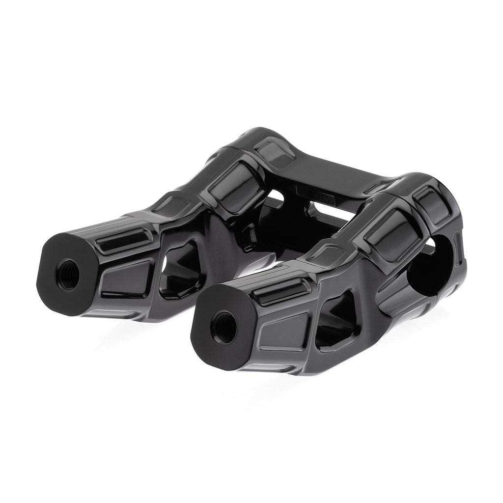 4" Pull-Back Clamp Handlebar Risers for 1-1/8" Handlebars - Anodized Black-Bars & Risers-HellBend Custom Cycles