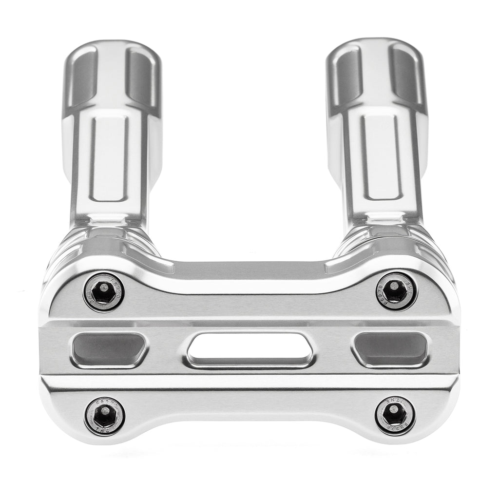 6" Pull-Back Clamp Handlebar Risers for 1-1/8" Handlebars -Natural Anodized-Bars & Risers-HellBend Custom Cycles