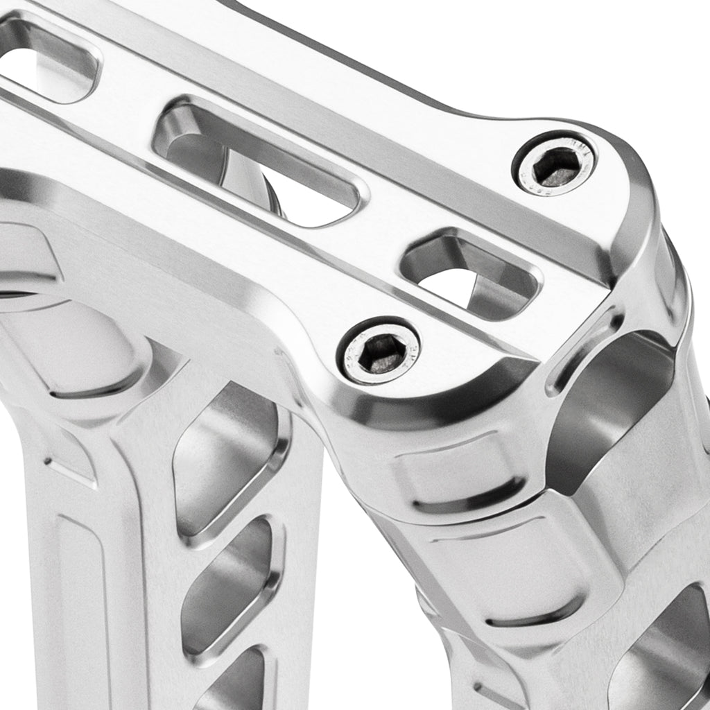 6" Pull-Back Clamp Handlebar Risers for 1-1/8" Handlebars -Natural Anodized-Bars & Risers-HellBend Custom Cycles
