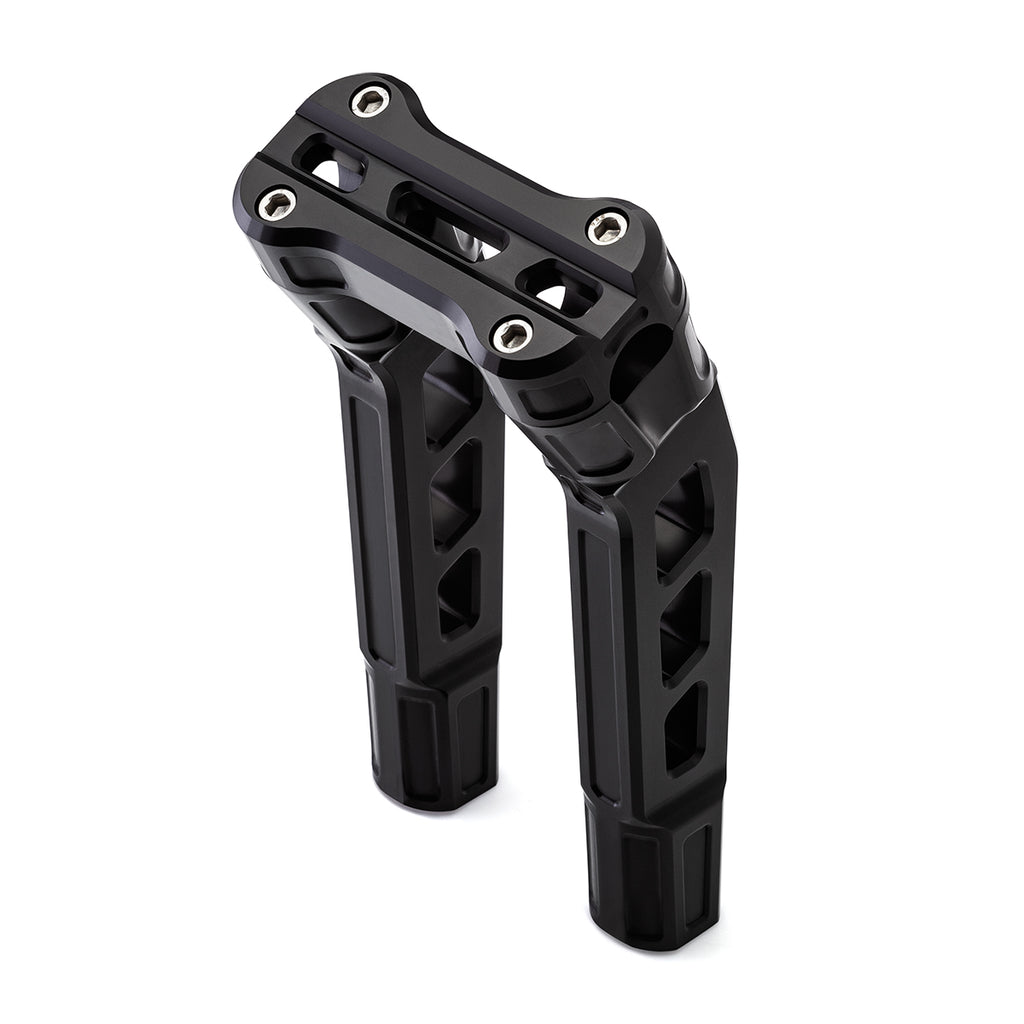 8" Pull-Back Clamp Handlebar Risers for 1-1/8" Handlebars - Anodized Black-Bars & Risers-HellBend Custom Cycles
