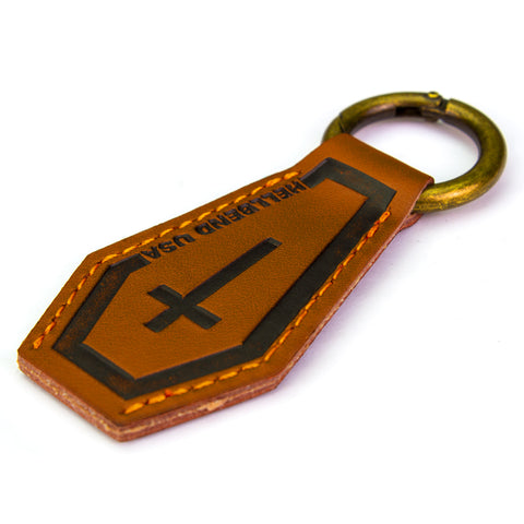 Hellbend Coffin/Reaper Design Leather Keychain-Apparel, Goods, & Gear-HellBend Custom Cycles