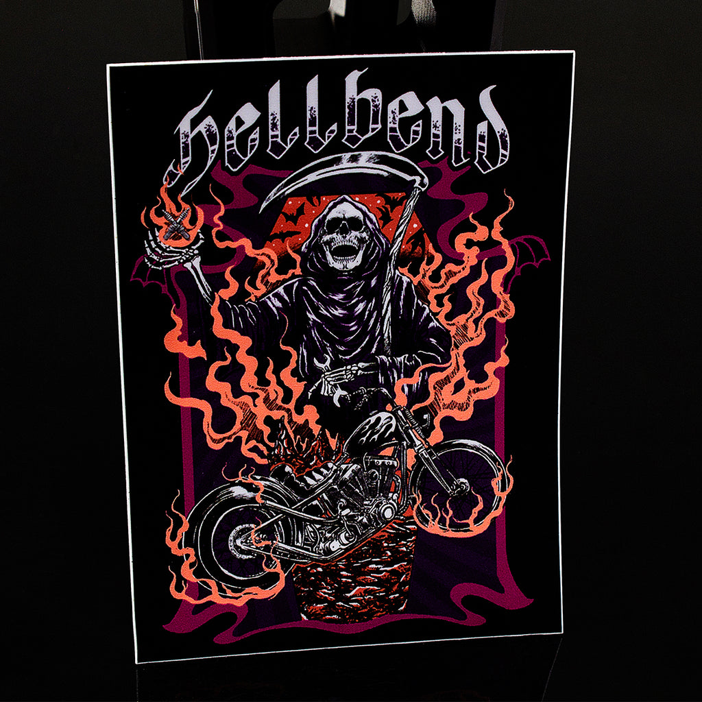 Hellbend Reaper Fire Design Sticker-Apparel, Goods, & Gear-HellBend Custom Cycles