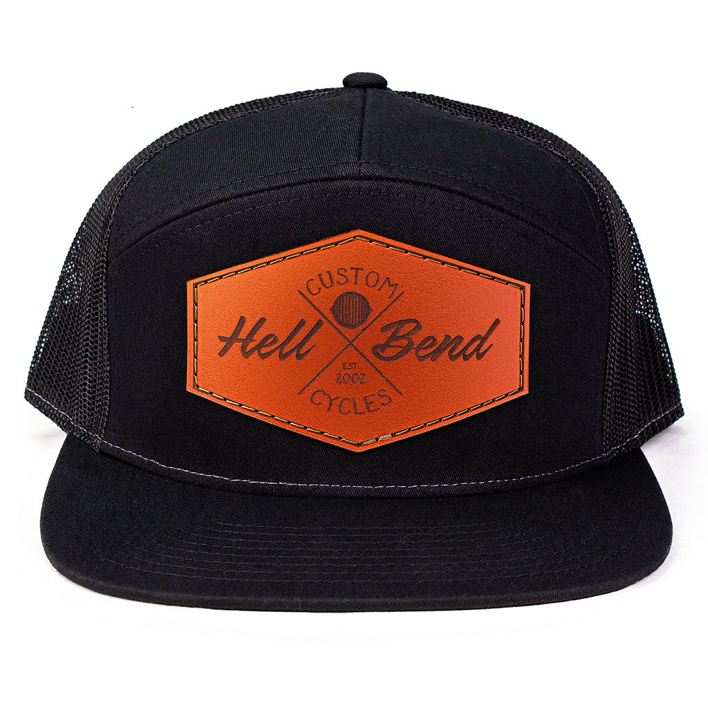 Hellbend Premium Black 7-Panel Mesh Back Hat - HB Custom Cycle-Apparel, Goods, & Gear-HellBend Custom Cycles