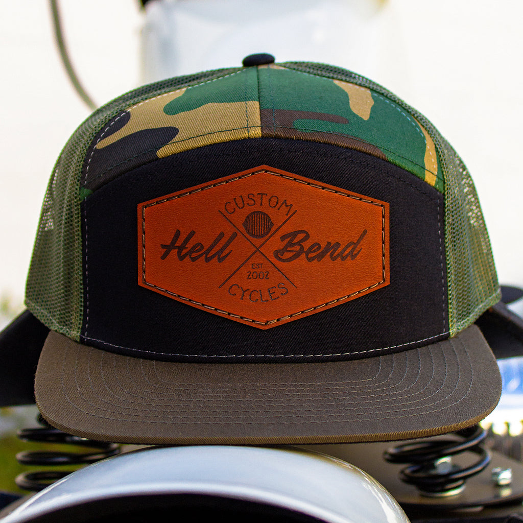Hellbend Premium Camo 7-Panel Mesh Back Hat - HB Custom Cycle-Apparel, Goods, & Gear-HellBend Custom Cycles