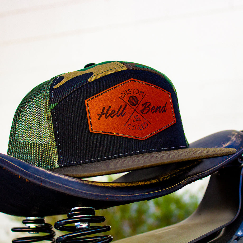 Hellbend Premium Camo 7-Panel Mesh Back Hat - HB Custom Cycle-Apparel, Goods, & Gear-HellBend Custom Cycles