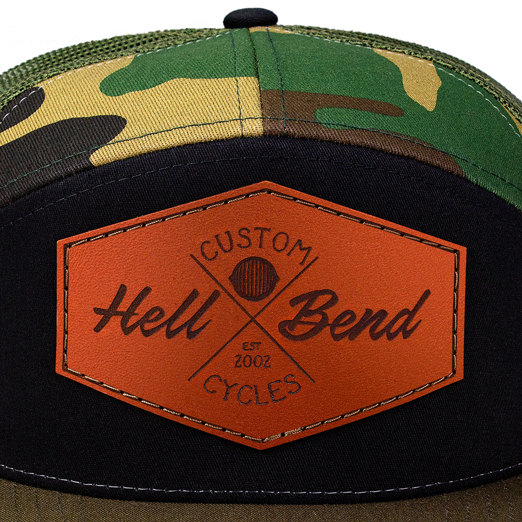 Hellbend Premium Camo 7-Panel Mesh Back Hat - HB Custom Cycle-Apparel, Goods, & Gear-HellBend Custom Cycles