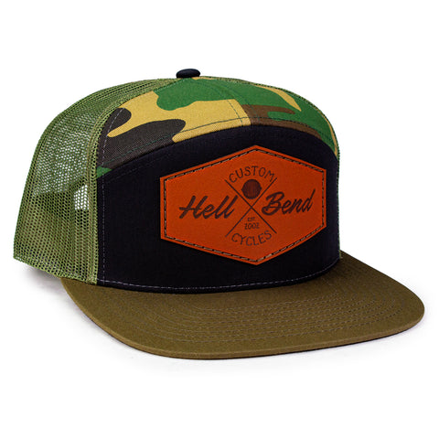 Hellbend Premium Camo 7-Panel Mesh Back Hat - HB Custom Cycle-Apparel, Goods, & Gear-HellBend Custom Cycles