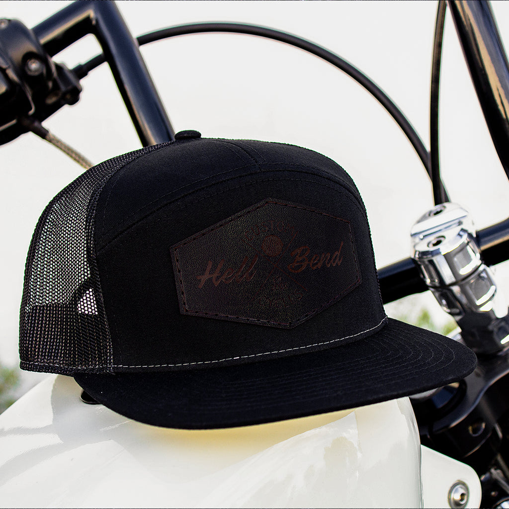 Hellbend Premium Midnight 7-Panel Mesh Back Hat - HB Custom Cycle-Apparel, Goods, & Gear-HellBend Custom Cycles