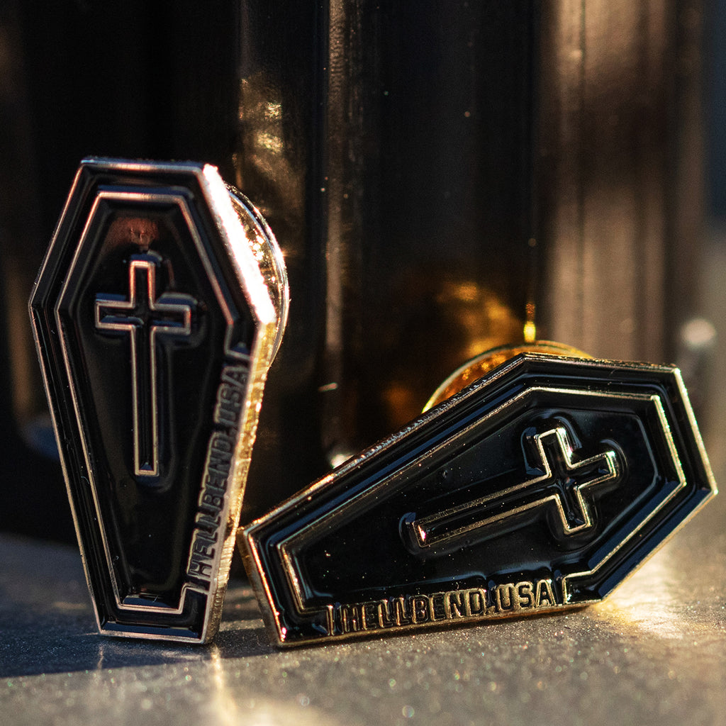 Hellbend Coffin Design Enamel Pin - Gold-Apparel, Goods, & Gear-HellBend Custom Cycles
