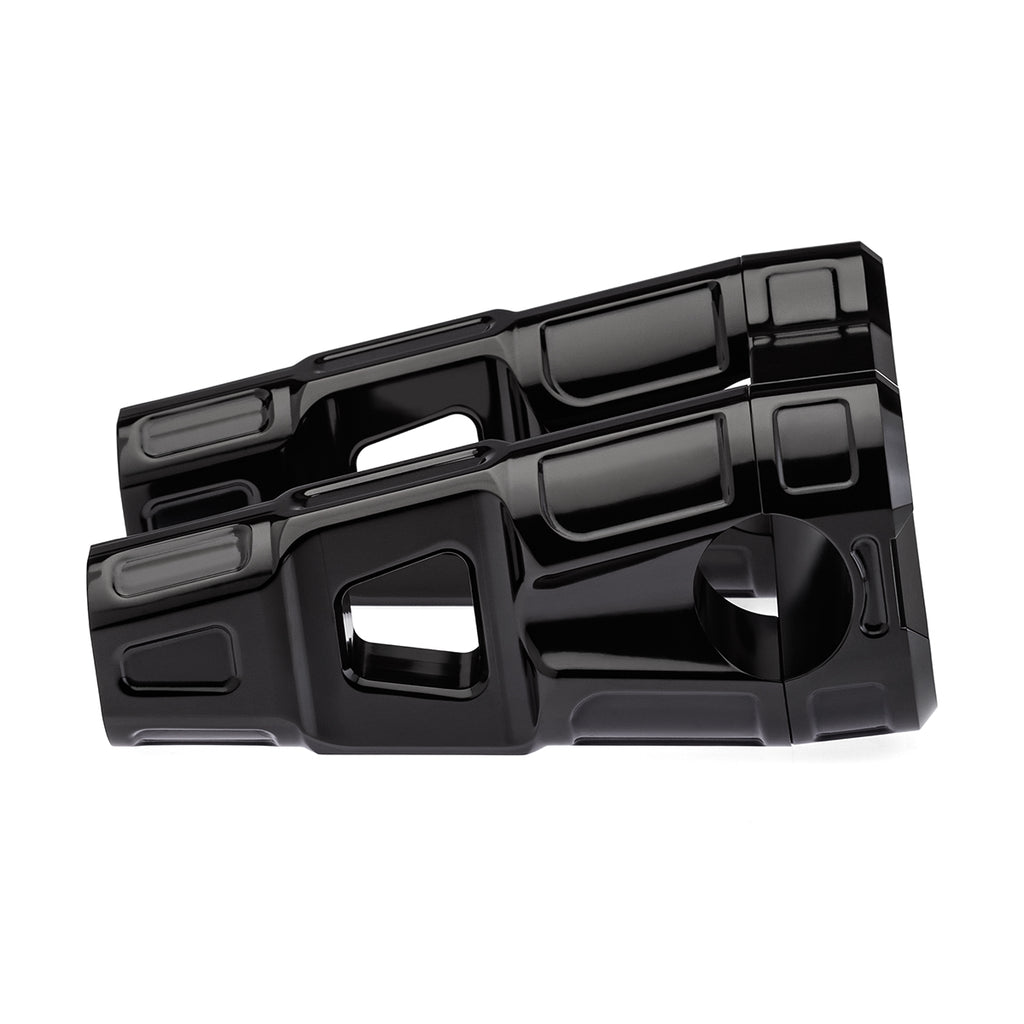 4" Straight Clamp Handlebar Risers for 1" Handlebars - Anodized Black-Bars & Risers-HellBend Custom Cycles
