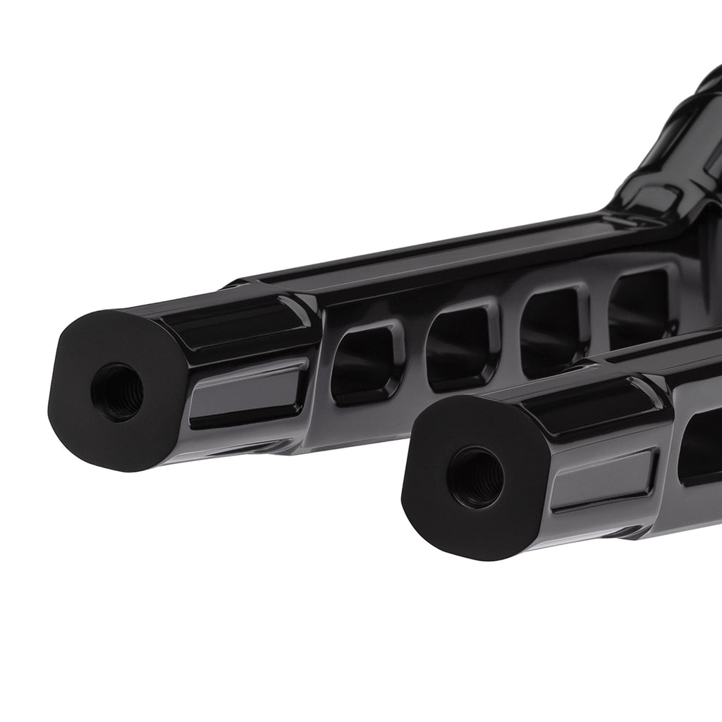 12" Pull-Back Clamp Handlebar Risers for 1" Handlebars - Anodized Black-Bars & Risers-HellBend Custom Cycles