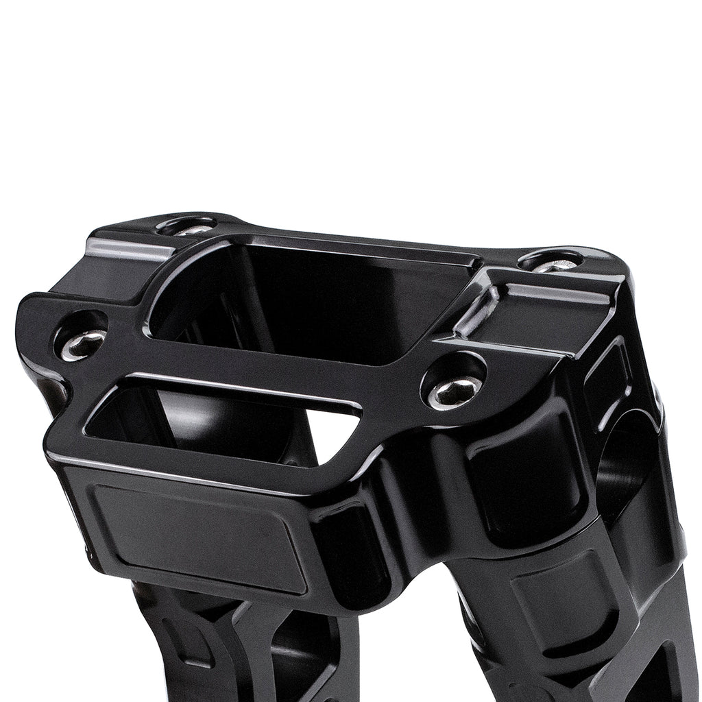 4" Pull-Back Clamp Handlebar Risers for 1" Handlebars - Anodized Black-Bars & Risers-HellBend Custom Cycles