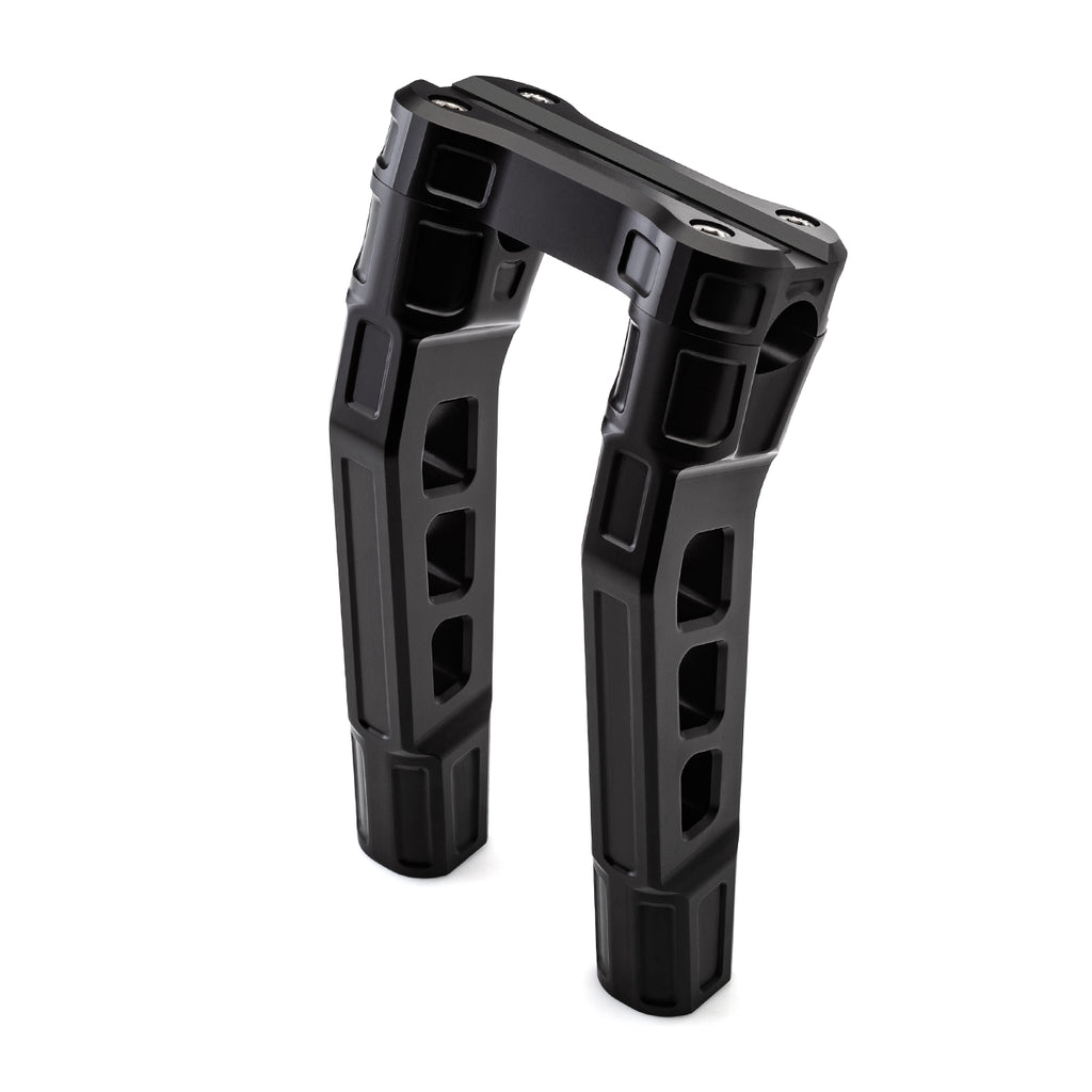 8" Pull-Back Clamp Handlebar Risers for 1" Handlebars - Anodized Black-Bars & Risers-HellBend Custom Cycles