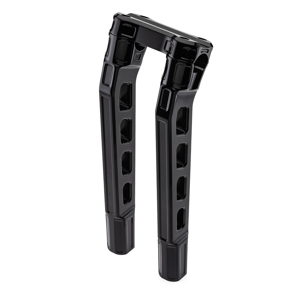 12" Pull-Back Clamp Handlebar Risers for 1-1/8" Handlebars - Anodized Black-Bars & Risers-HellBend Custom Cycles