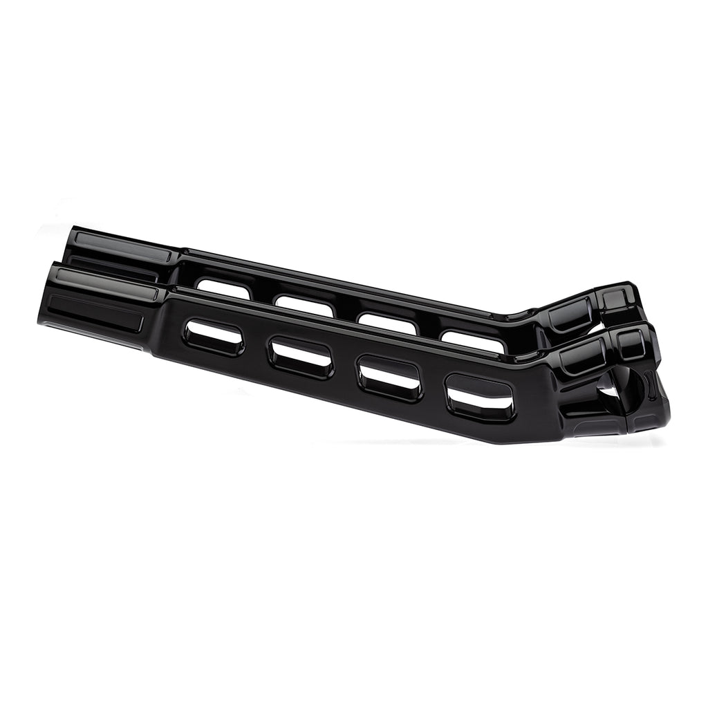 12" Pull-Back Clamp Handlebar Risers for 1-1/8" Handlebars - Anodized Black-Bars & Risers-HellBend Custom Cycles