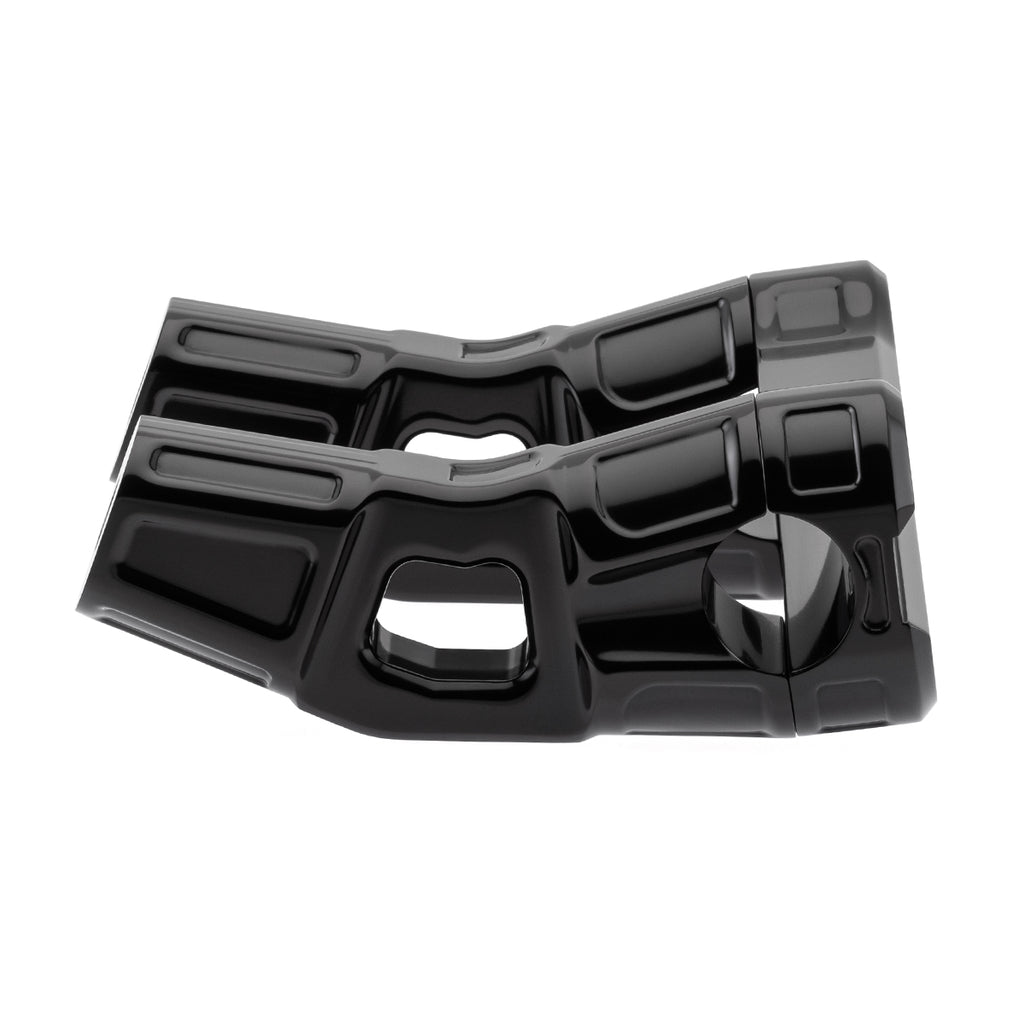 4" Pull-Back Clamp Handlebar Risers for 1-1/8" Handlebars - Anodized Black-Bars & Risers-HellBend Custom Cycles