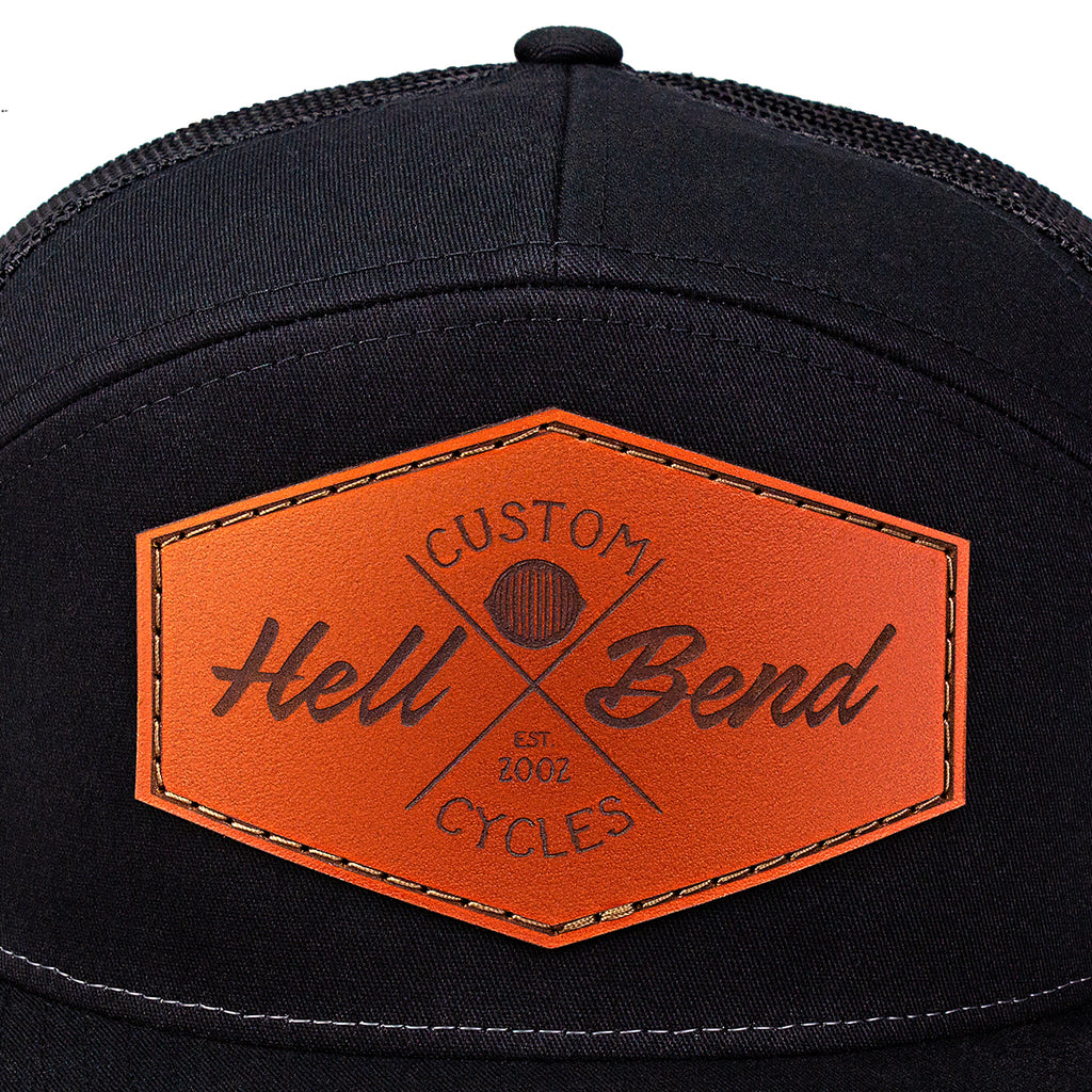 Hellbend Premium Black 7-Panel Mesh Back Hat - HB Custom Cycle-Apparel, Goods, & Gear-HellBend Custom Cycles
