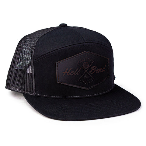 Hellbend Premium Midnight 7-Panel Mesh Back Hat - HB Custom Cycle-Apparel, Goods, & Gear-HellBend Custom Cycles